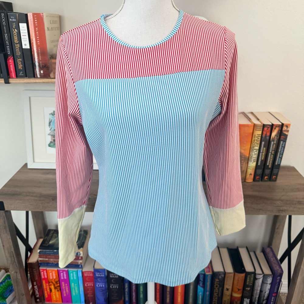 Lands End Striped Colorblock Crewneck Women’s Top